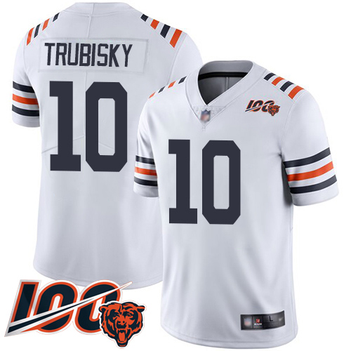Chicago Bears Limited White Men Mitchell Trubisky Jersey NFL Football #10 100th Season->youth nfl jersey->Youth Jersey
